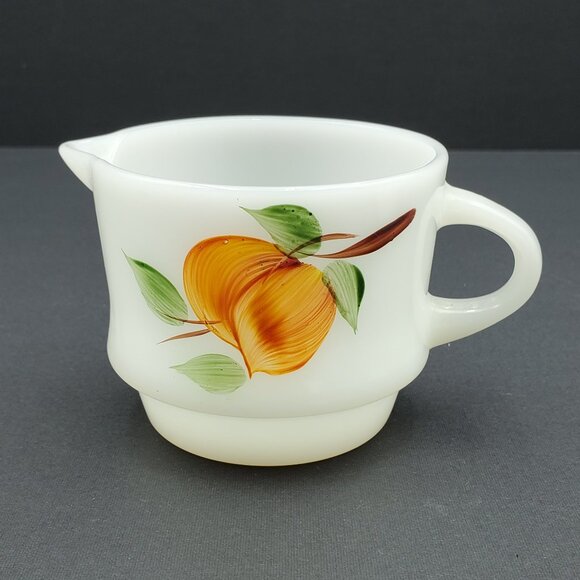 Anchor Hocking Fire King Fruit Peach Gay Fad Creamer Sugar Bowl with Lid - Picture 6 of 13
